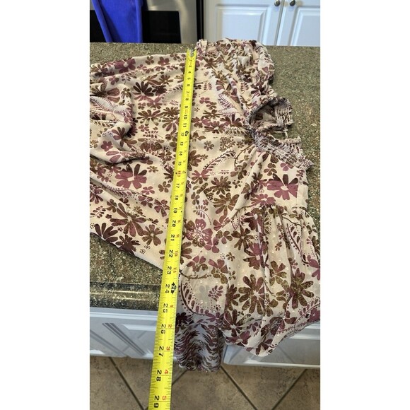 Free People Womens Purple Mock Neck Floral Juliet Long Sleeve Blouse Size XS/P - Picture 5 of 8